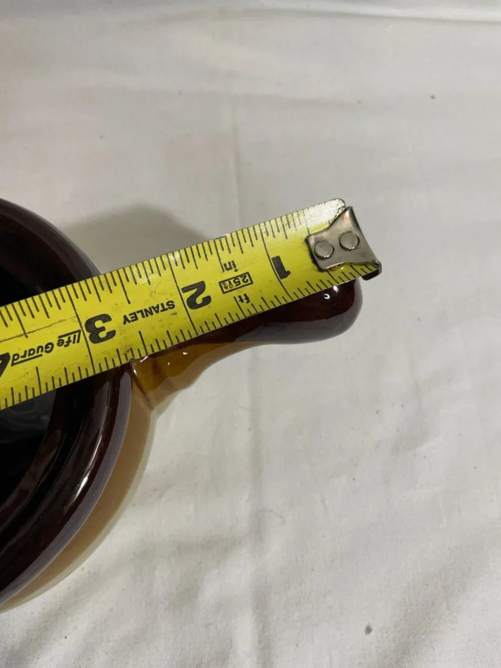 Vintage Brown Drip Glaze Covered Ceramic Individual Soup Crock Pot w/ Handle & L